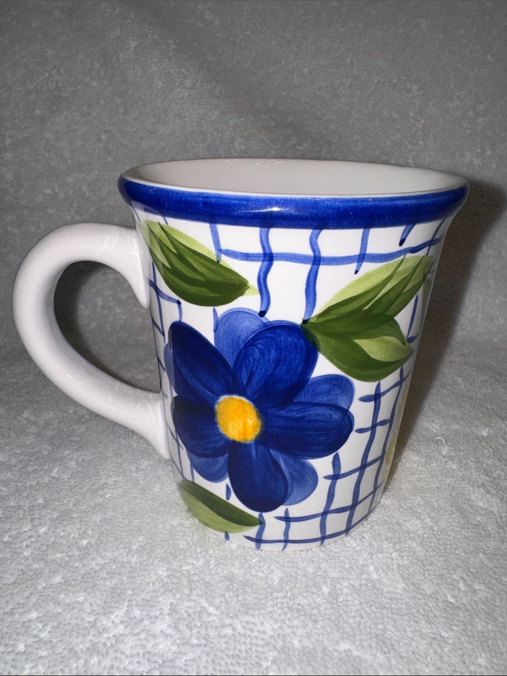 Vintage "San Remo" Ceramic Mug by A Step Beyond – Hand-Painted Blue Floral